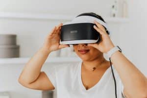 Virtual reality headsets immersing users in new worlds